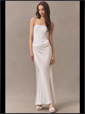 Strapless White Column Dress